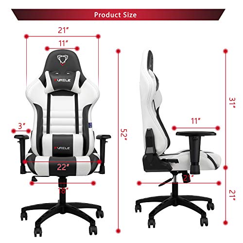 Furgle-Silla-de-Juegos-Estilo-Carreras-Silla-de-Oficina-con-Respaldo-Alto-4D-Ajustable-de-Piel-sintetica-ejecutiva-ergonomica-giratoria-para-Videojuegos-con-Modo-Mecedora-Negro-Blanco