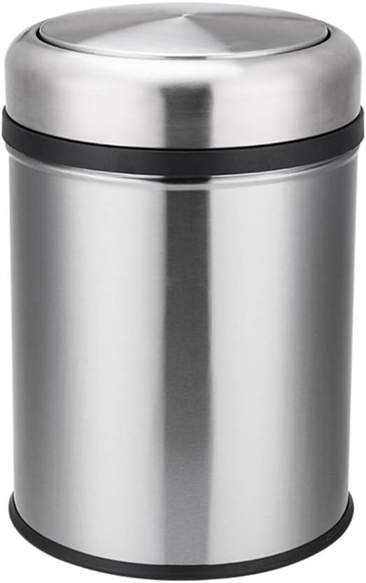Stainless Steel Garbage Bin, Press Down Round Trash Can Kitchen Restaurant Living Room Dessert Shop Trash Can with Lid (Color : A, Size : 2637cm)