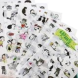 6 Sheets Super Cute Cat Stickers for DIY Albums Diary Laptop Decoration Cartoon Scrapbooking School Office Stationery Best Gift for Your Kids