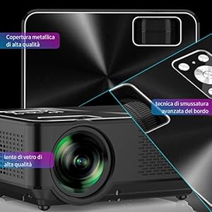 YABER Proiettore 5500 Lumen Mini Proiettore Portatile 1080P Supporto Nativa 1280 * 800 LED Videoproiettore 250" Display Cinema Domestico Compatibile con smartphone/Laptop/PC/PS4 - immagine 5