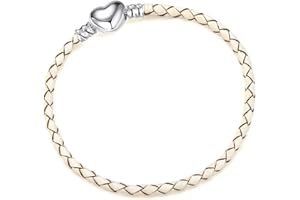 OutstandLong 3mm Leather Charm Bracelet Heart Barrel Snap Clasp Handmade Braided Wristband for Pandora European Charm Bead DI