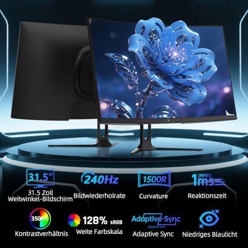Écran PC Gamer Incurvé 32 Pouces, FHD 1920×1080, 240 Hz OC 280 Hz, 1 ms MPRT, Dalle VA 1500R, HDR10, Contraste 5000:1, AMD FreeSync, Flicker-Free, 128% sRGB, HDMI/DP, VESA 100×100, H32C5