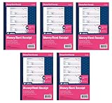 Adams Money and Rent Receipt Book, 3-Part, Carbonless, White/Canary/Pink,7 5/8" x 10 7/8", 100 Sets per Book, 5 Books, 500 Sets Total (TC1182)
