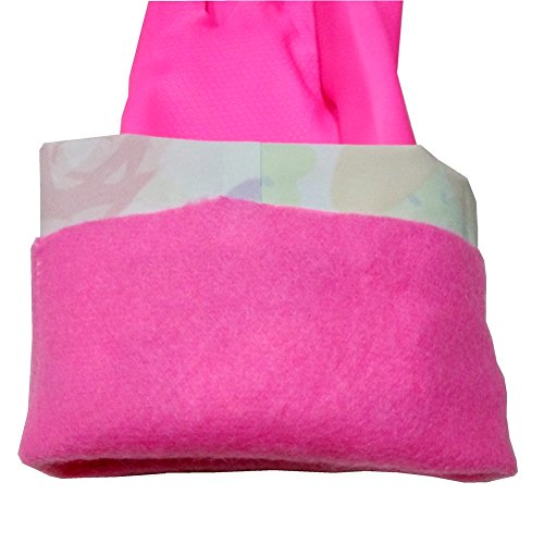 Cute Cleaning Gloves Kitchen Gloves VANORIG Thickening Waterproof Dish Washing Gloves Household Gloves with Lining ,1 Pair (Flowers-02)