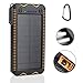 LANIAKEA 15000mAh Solar Powered Battery Charger with Cigarette lighter Function, USB Solar Panel Waterproof Power Bank Charger for Outdoor Camping Traveling Hiking, Orange