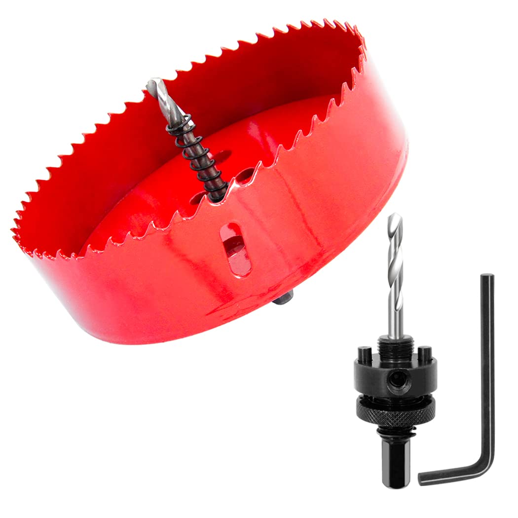 5 inch hole saw, LAIWEI 127mm hole cutter, with A2 heavy duty mandrel drill bit for drilling wood, Thin sheet metal, aluminum profiles, drywall, PVC and other materials, electric drill tool(127mm) — image 1