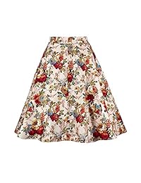 SEMIR Falda plisada vintage, diseño floral, faldas de media rodilla de longitud