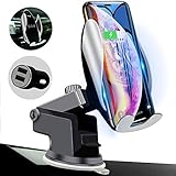 Qi Wireless Car Charger Mount Automatic Clamping Peteme Dashboard Air Vent Gravity Sensor Phone Holder Compatible with iPhone X/Xs MAX/XS/XR/X/8/8+,Samsung S10/S10+/S9/S9+/S8/S8+