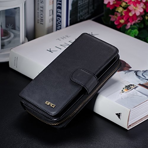 Urvoix for iPhone Xs Max Case, 2 in 1 Premium Leather Wallet Multi-Functional Handbag Detachable Magnetic Cover with Clutch Strap Zipper Flip Card Holder for iPhone Xs Max(6.5-inch Screen), Black