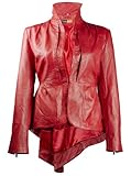 FactoryExtreme Flam Glam Suave Womens Red Leather Jacket, Medium, Red