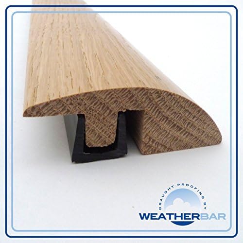 Solid Oak Unfinished Height Adjustable Ramp Flooring Profile, Threshold Cover Strip, Door Bar, Suitable for 15-18mm Floors by Weatherbar