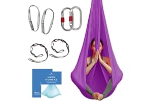 aum active Aerial Yoga Hammock - Durable Aerial Silk with Extension Straps, Carabiners, and Pose Guide - Aerial Silks for Home, Antigravity Yoga, Inversion Exercises, Yoga Starter Kit for All Levels