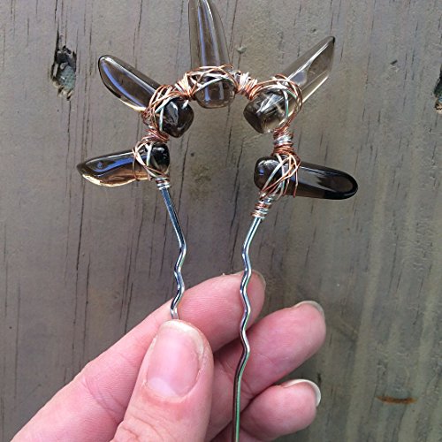 Smokey Quartz Hair Stick, crystal chopstick, hair fork