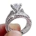 Balakie Womens Vintage Diamond Silver Engagement Wedding Band Ring Set (Silver, 6)