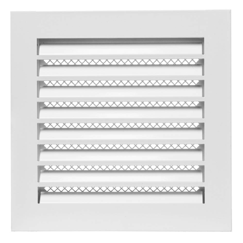 200x200mm (8x8") White Weather Protection Slats Stainless Steel Ventilation Grille Ventilation Air Extractor Garage Kitchen Bathroom Wall Air Hood