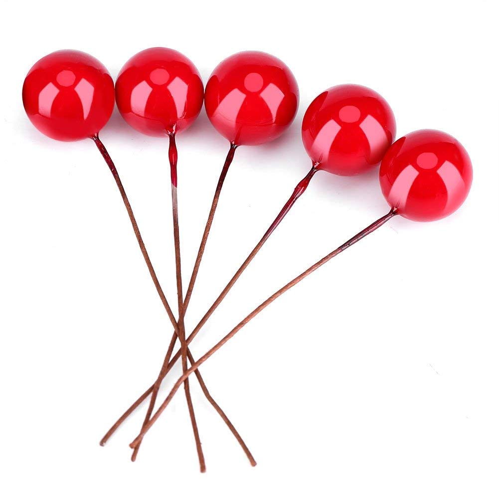 Wifehelper 100pcs Artificial Red Holly Berry, Christmas Home Decoration Hanging Ornaments