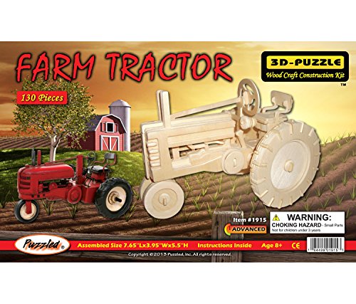 Puzzled Farm Tractor Wooden 3D Puzzle Construction Kit