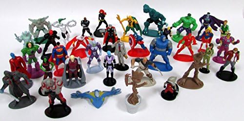 Super Hero Deluxe 36 Piece Random Action Figure Play Set Featuring Characters from Superman, Avengers, and Guardians of the Galaxy - Figures Around 2" Tall