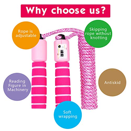 IAMGlobal Kids Jump Ropes, Jumping Rope, Adjustable Soft Skipping Rope, Kids Fitness Equipment with Foam Handles for Kids, Children, Students (2 Pack)