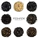 FESHFEN Human Hair Messy Buns, 100% Human Hair Bun Hair Piece Real Hair Extension Wavy Curly Hair Scrunchies Tousled Updo Chignon Hairpieces for Women Girls, Dark Strawberry Blonde