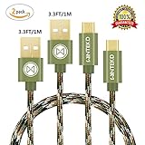 Micro USB Android Cable, Wintekd [2-Pack 3.3ft] Premium Nylon Braided High Speed USB to Micro USB Charging Cord Android Fast Charger for Samsung Galaxy S7/S6/S5/Edge,Note 5/4/3,HTC,LG - (Camo Green)