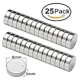 Refrigerator Magnets Premium Brushed Nickel Fridge Magnets, 25Pcs 6MM x 3MM Stainless Steel Craft Magnet, Durable Mini Magnets For Multi-Use