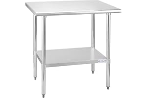 HALLY SINKS & TABLES H HALLY Stainless Steel Table for Prep & Work 24 x 36 Inches, NSF Commercial Heavy Duty Table with Undershelf and Galvanized Legs for Restaurant, Home and Hotel