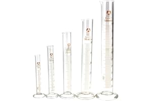 SKYPRO 5PCS/Set Glass Measuring Cylinder Chemistry Lab Graduated Measure Tools 5ml/10ml/25ml/50ml/100ml