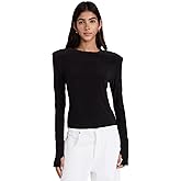 Norma Kamali Women's Shoulder Pad Long Sleeve Crew Top