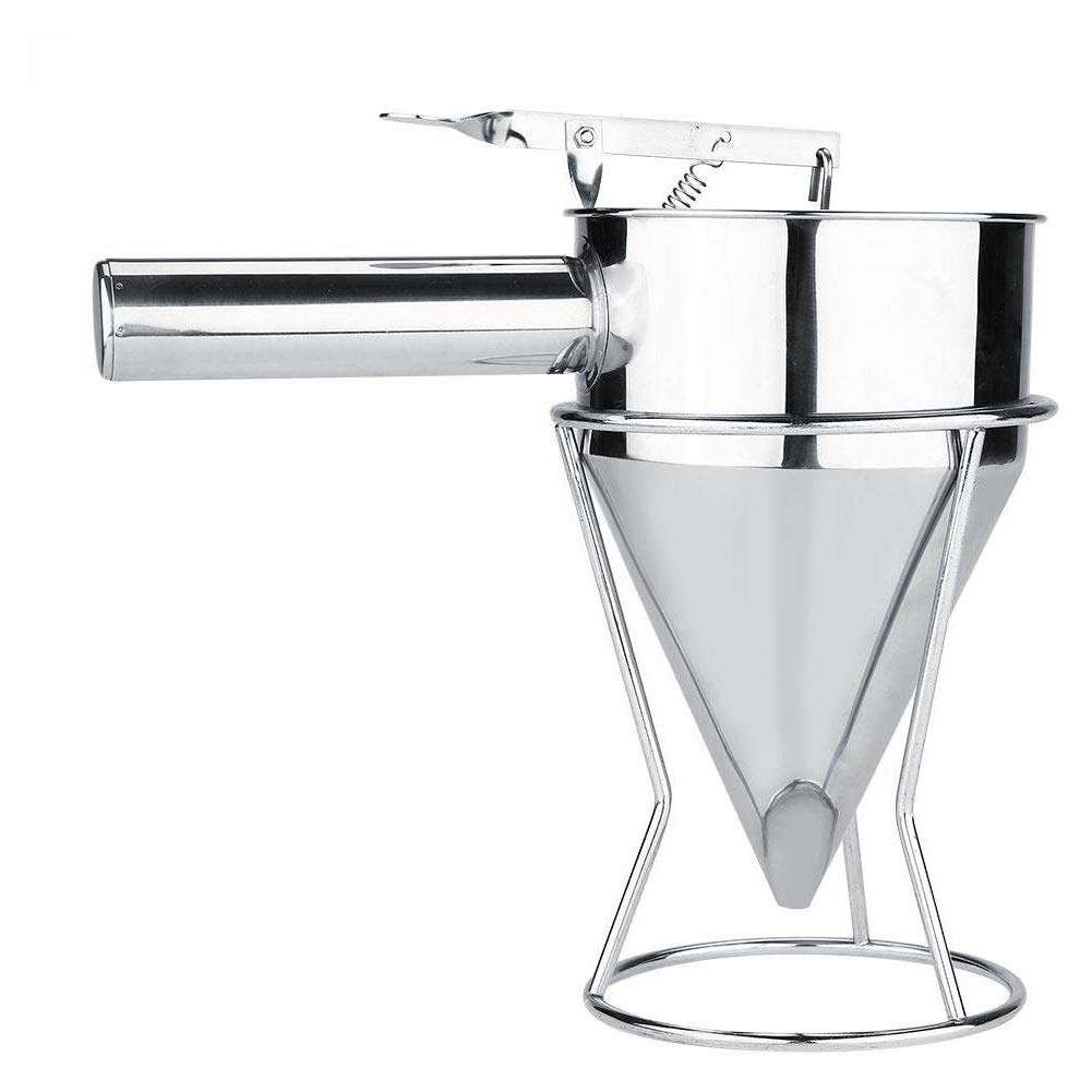 Dioche Stainless Steel Funnel Dispenser, Cake Funnel with Stand, Kitchen Modern Hotel Pastry