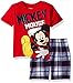Disney Toddler Boys' Mickey Mouse Plaid Short Set with T-Shirt, Red, 3T