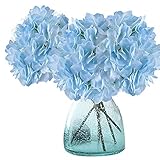 Artificial Hydrangea Flowers, Meiwo 2 Pcs Fake Hydrangea Silk Flowers to Shine Your Wedding Scene Arrangement and Home Party Decor(Blue)