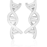 coadipress DNA Double DAN Helix Molecule Stud Earrings for Women Unique Silver Gold Biology Chemistry Microscope Science Themed Earrings Jewelry