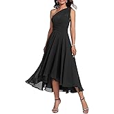 ARYIKEOL Women's One Shoulder Chiffon Bridesmaid Dresses High Low Convertible Wedding Guest Dress