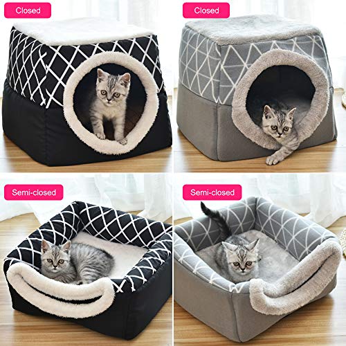 NIBESSER-Katzenhhle-Katzen-Haus-Katzenbett-Haustier-Pet-Nest-Schlafsack-2-in-1-Faltbar-Kuschelhhle