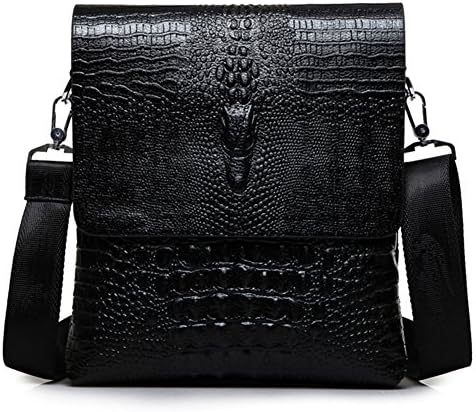 MYMYU Mens Genuine Leather Casual Cross Body Shoulder Bag Business Messenger Briefcase Handbag With Crocodile Pattern