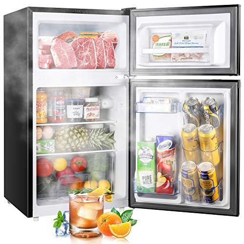 TECCPO Mini Fridge with Freezer, 3.0 Cu.Ft. 2 Reversible Door Mini