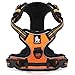 OLizee® New No Pull Dog Harness Outdoor Adventure Reflective Markings Pet Vest with Handle Adjustable Protective Nylon Walking Pet Harness Variety of Sizes and Colors,Orange XL