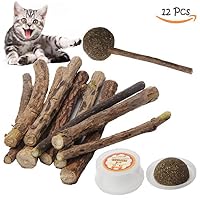 BoToKiNo Catnip Sticks 12 PCS Organic Cat Catnip Toys Natural Plant Matatabi Silvervine Chew Sticks Cat Snacks Catnip Licking for Cat Kitten Kitty