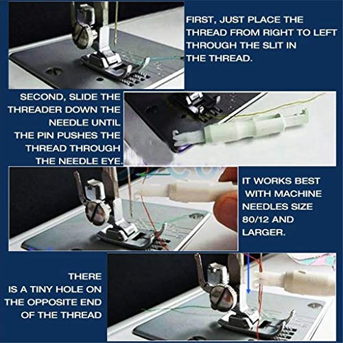 Samoii Sewing Machine Insertion Needle Threader Threading Apparatus Wire Guide Tool Device Applicator Handle Thread Tool (White)