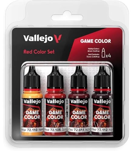 Amazon.com: Vallejo Game Color Set 72377 Red Color Set (4x18ml