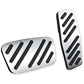 LEXLEY 2PCS Anti-Slip Aluminum Brake Gas Pedal Pads,Auto No Drilling Accelerator Pedal Covers for Chevrolet Chevy Blazer 2019 2020 2021 2022 2023 2024 2025 2026-SLIVER