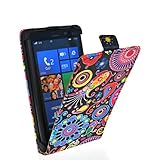 MOONCASE Flower Style Leather Flip Pouch Case Cover for NOKIA Lumia 820 Black