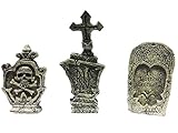 Fiddlehead Fairy Garden Miniature Garden Accessories - 3 Piece Tombstones for Halloween Decor Grave Stones