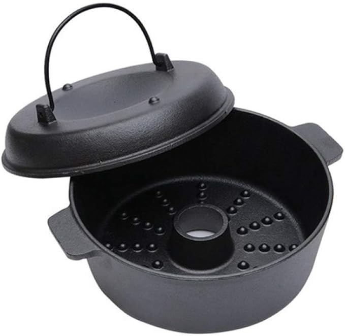 HIUGHJ Potato Nut Baking Roaster Cast Iron BBQ Grill Cooking Pot Home