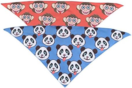 Panda / Monkey Combo Pack Dog Bandana Neckerchief Scarf Triangle (27.5 inch)