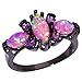 CiNily Black Gold Plated Purple Opal and Amethyst Ring for Women Ladies Big Gemstone Gothic Ring Jewelry Gift Size 9