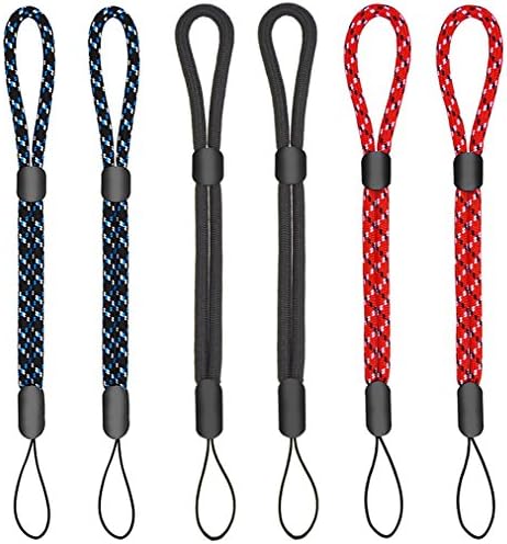 Wrist Lanyard Hand Strap, 6 Pieces Adjustable Mini Wristlet for Smartphone Camera Flashlight USB Flash Drive Key Remote Controller Black/Blue/Red