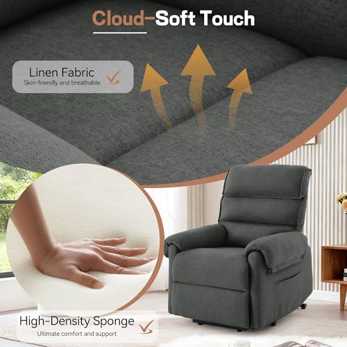 Korser Power Recliner Chair, Electric Recliner Chair for Elderly, Power Lift Reclinerfor Living Room, Dark Grey.