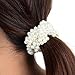 Polytree 3pcs Women's Girls Fashion Pearl Hair Band Ponytail Holder (Black Khaki White 3pcs)